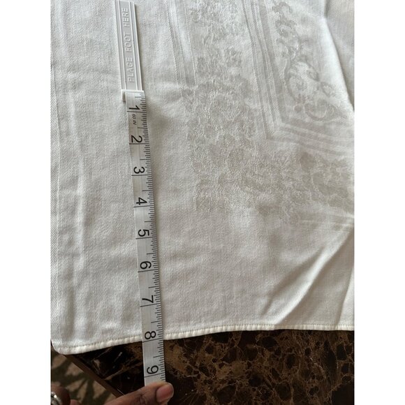 Vintage Ivory Linen TableCloth With 5Pc Napkin 68" X 48" Timeless Elegant - Picture 9 of 10